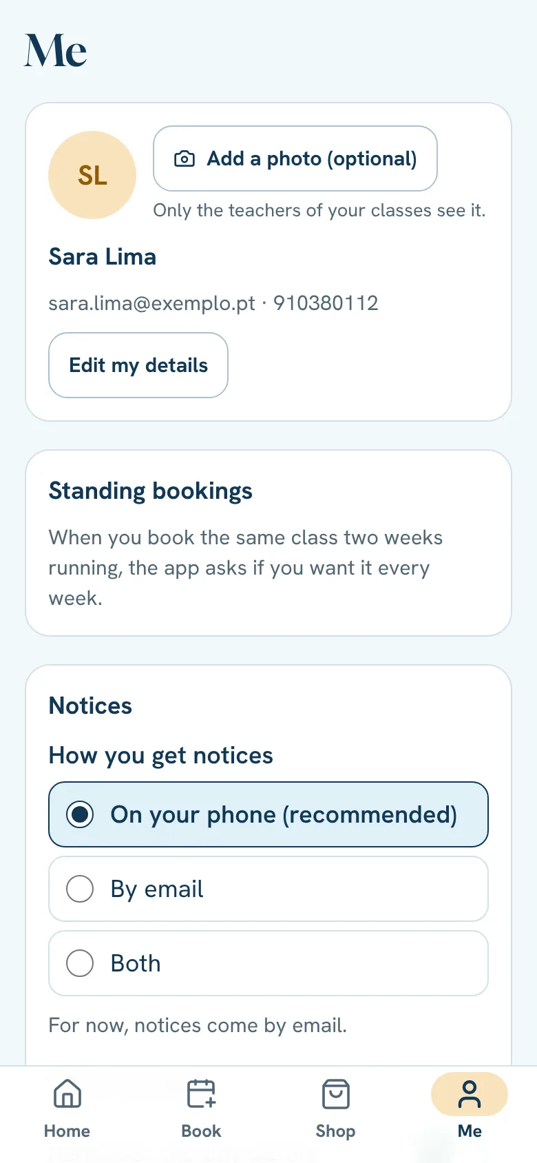 Your space in the app