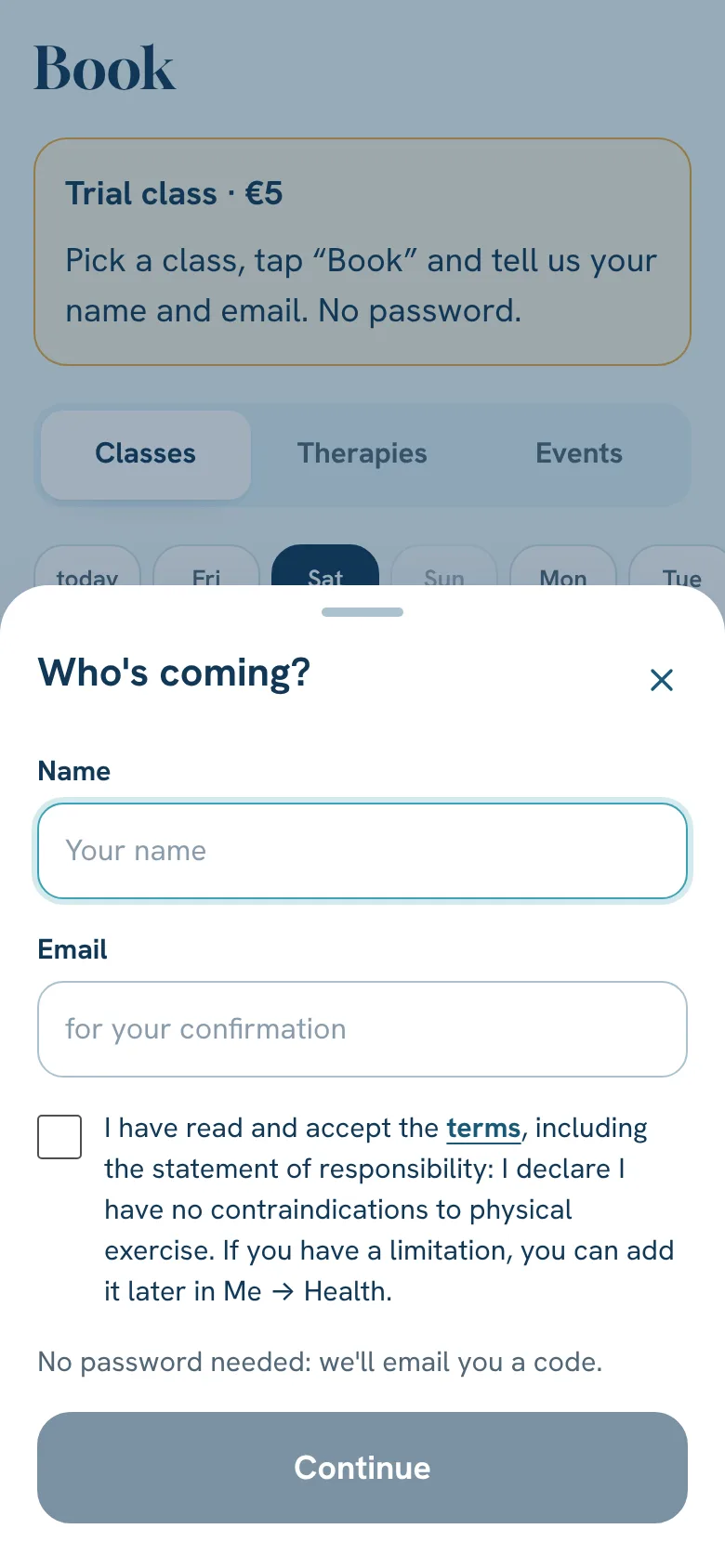 Your details, no password