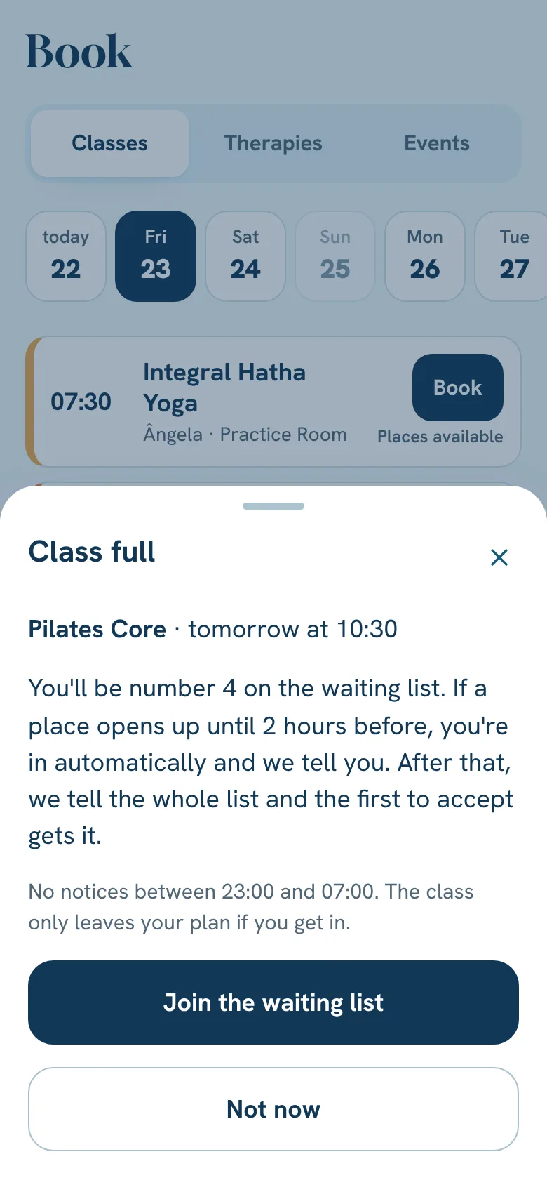 The waiting list of a full class