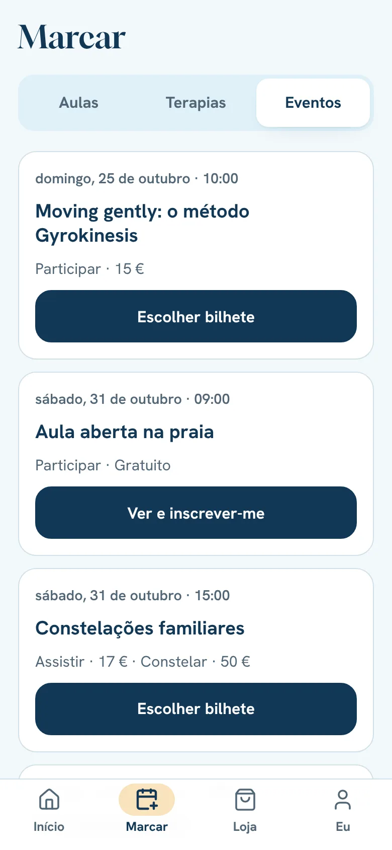 Os eventos